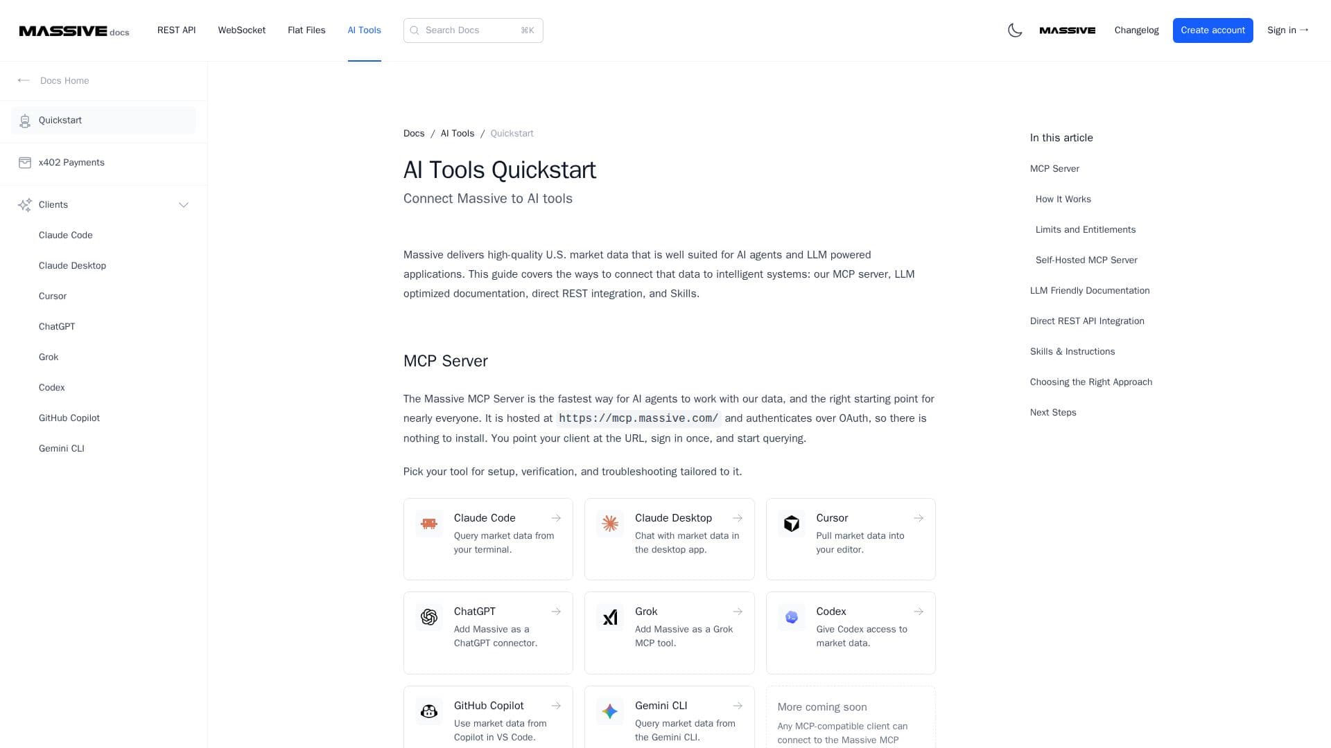 Massive AI Tools Quickstart screenshot
