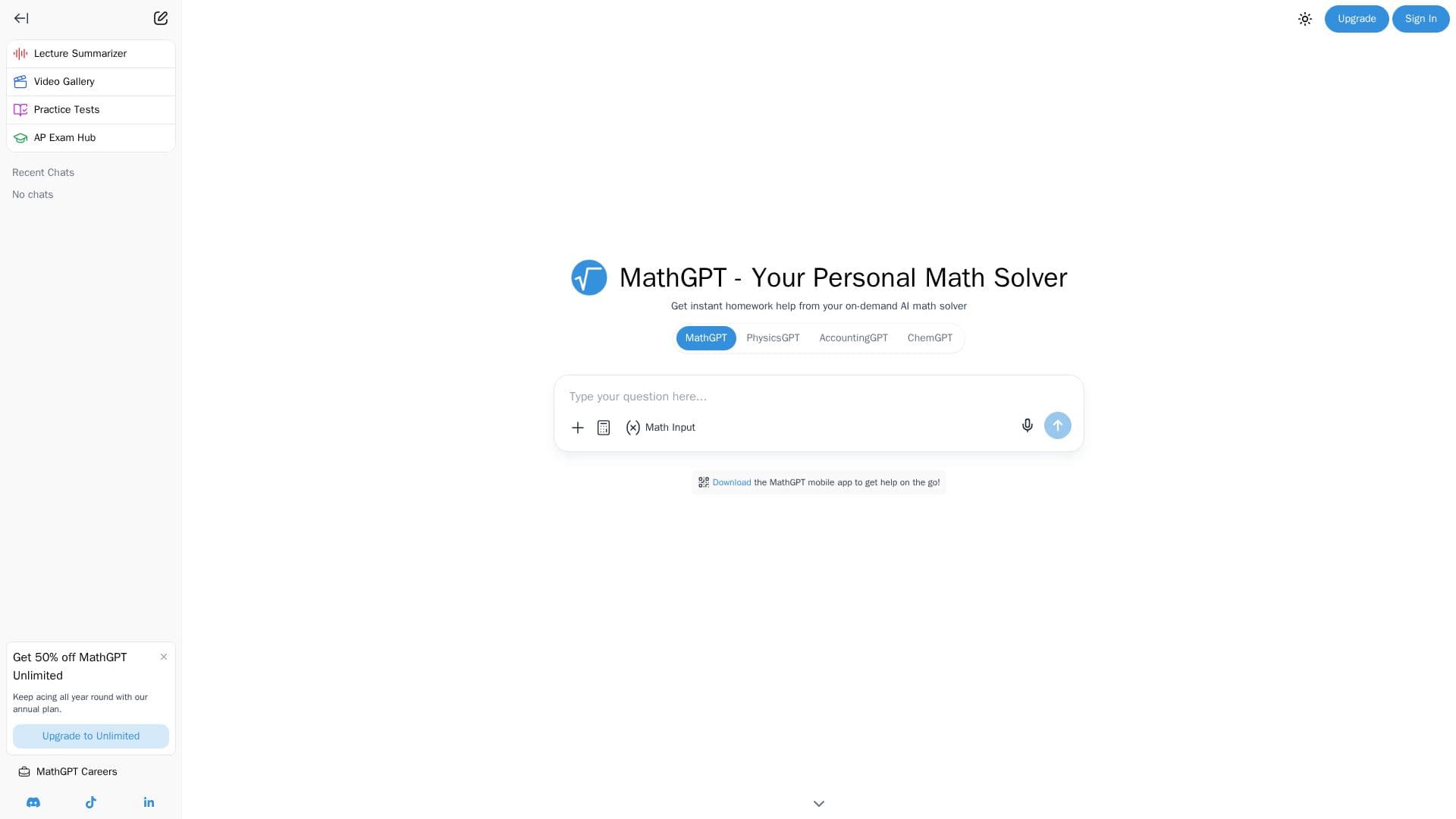 MathGPT screenshot