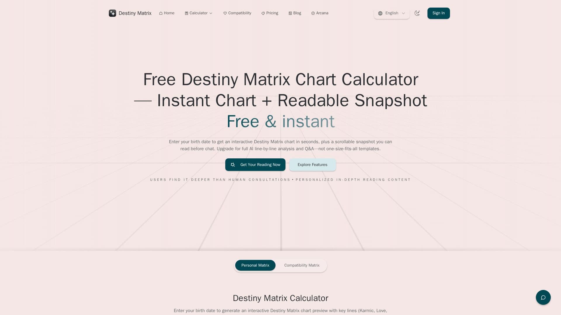 Destiny Matrix Chart Calculator screenshot