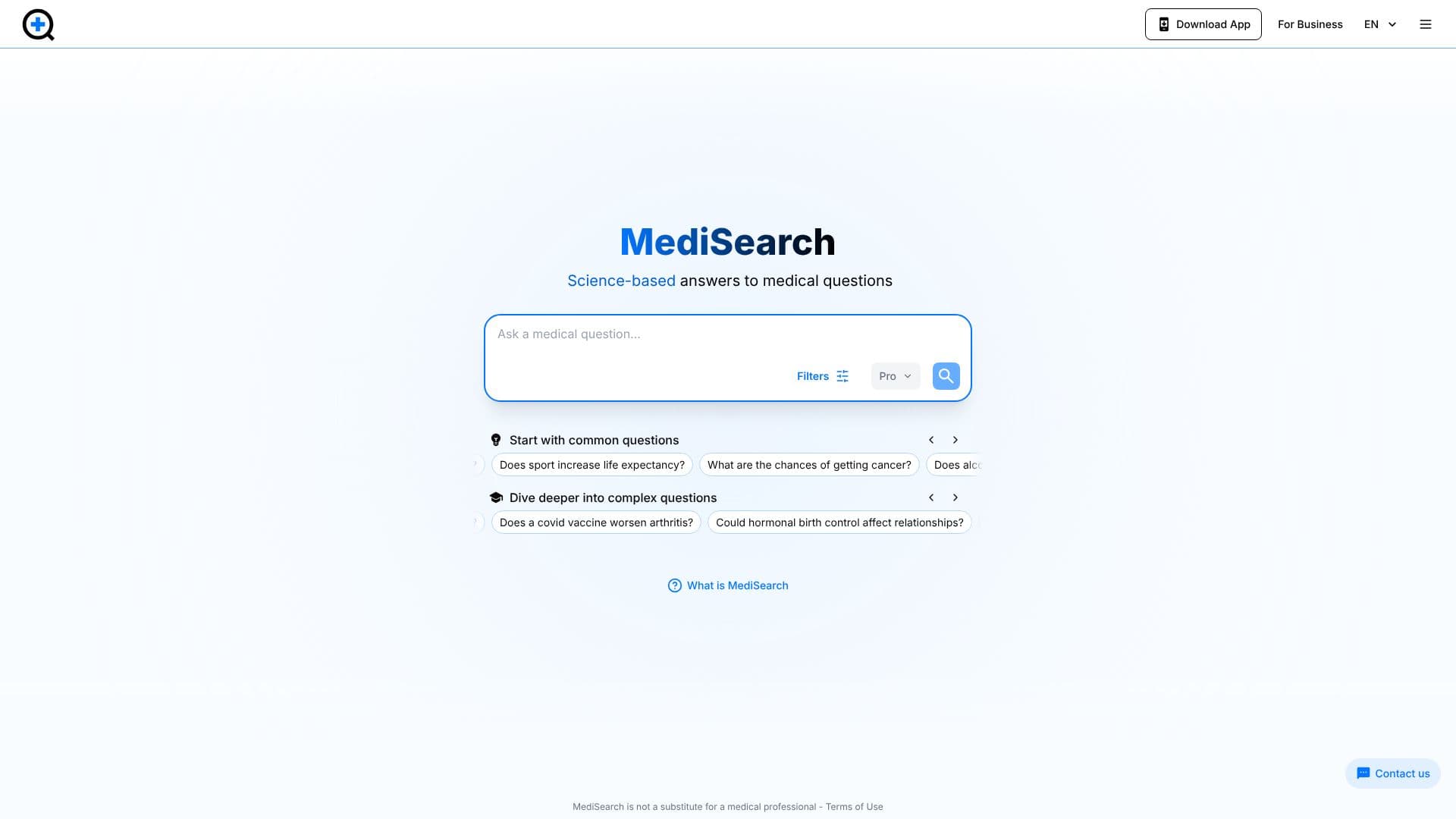 MediSearch screenshot