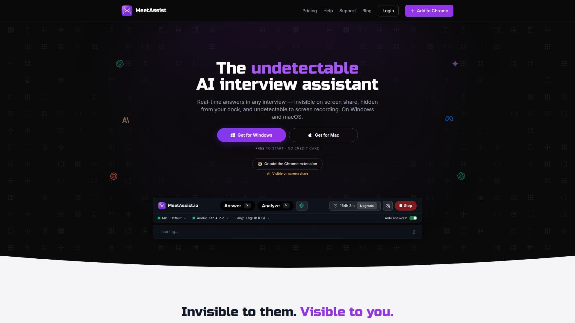 Captura de tela do MeetAssist