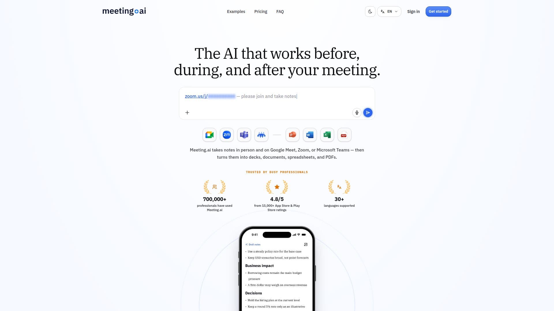 لقطة شاشة لـ Meeting.ai