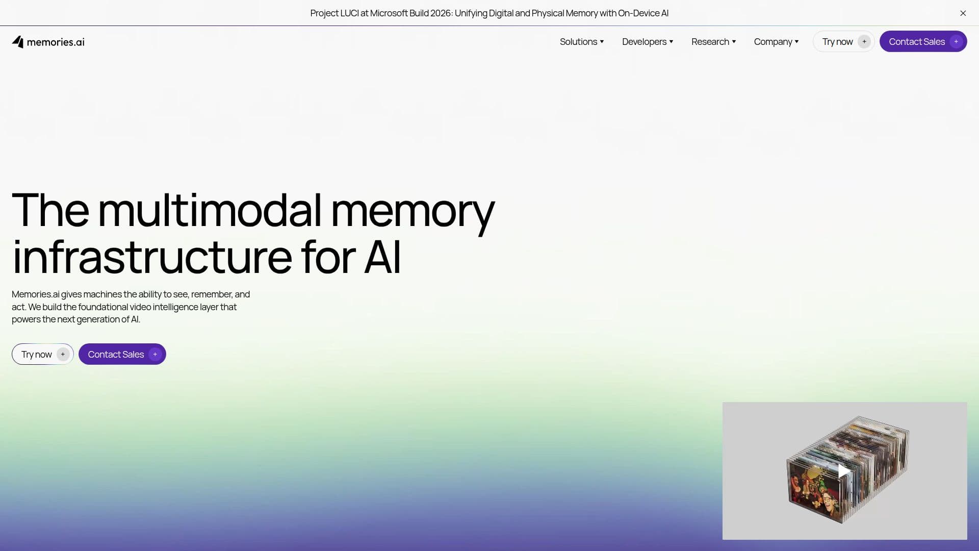 Memories.ai — AI 비디오 분석 및 시각적 기억 플랫폼 스크린샷