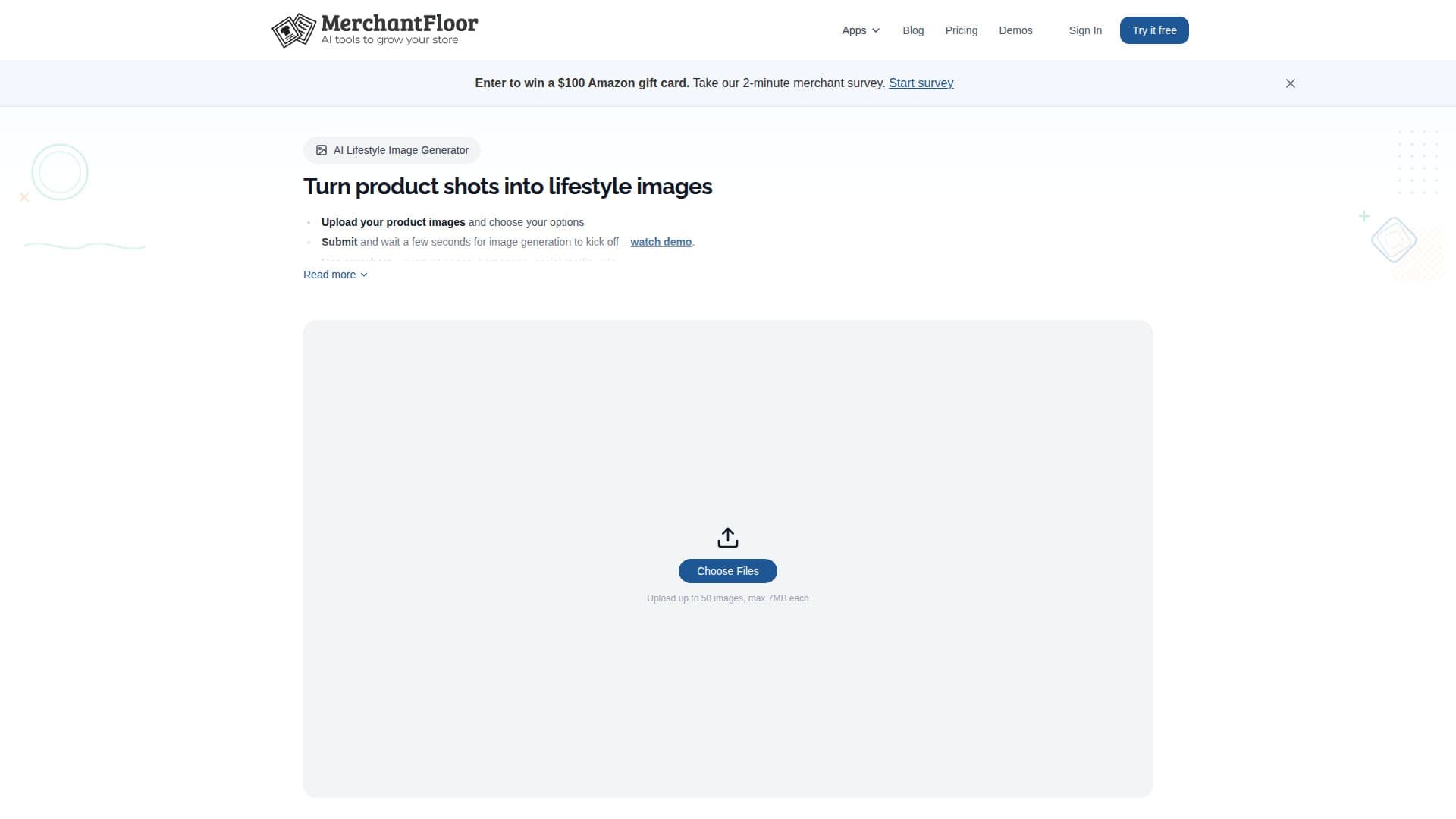 Capture d’écran de Merchant Floor — Générateur d'Images de Style de Vie AI