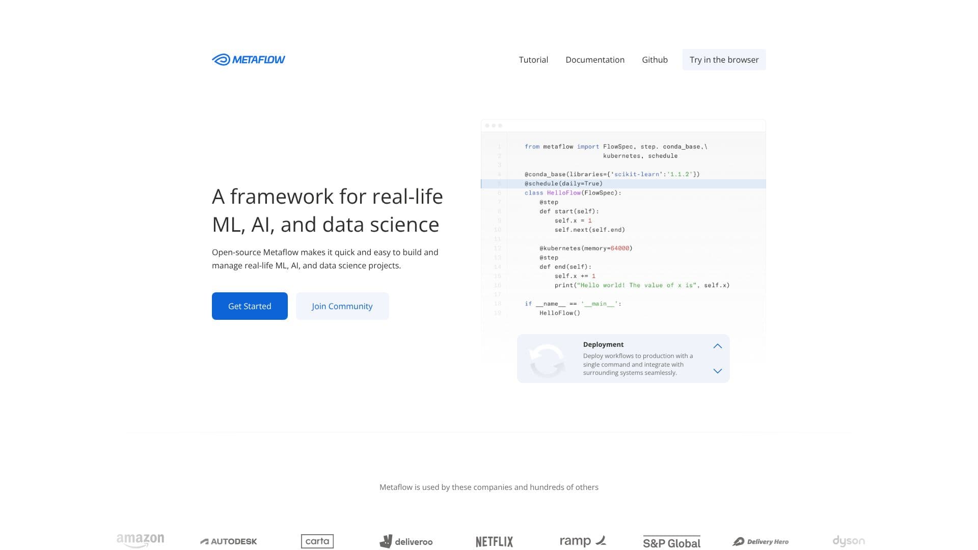 Screenshot von Metaflow
