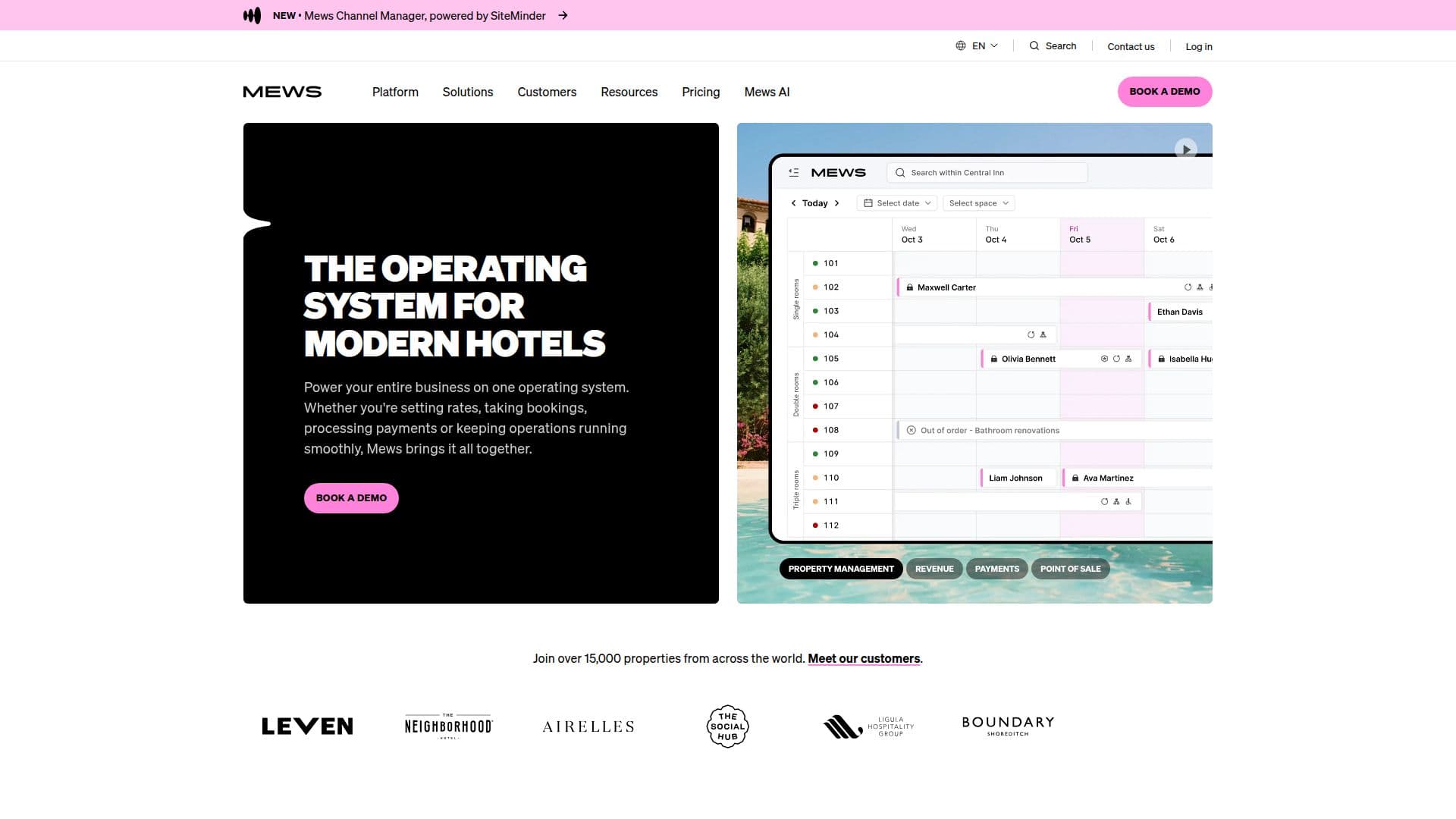 Screenshot von Mews Hospitality Management Software