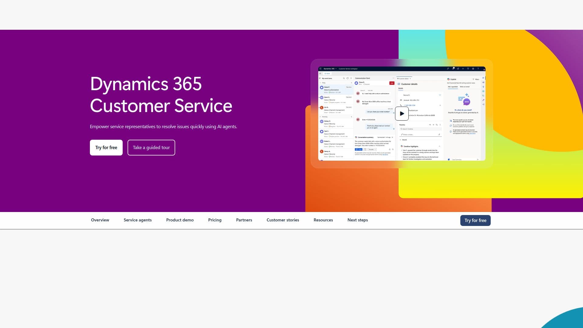 Dynamics 365 Customer Service screenshot