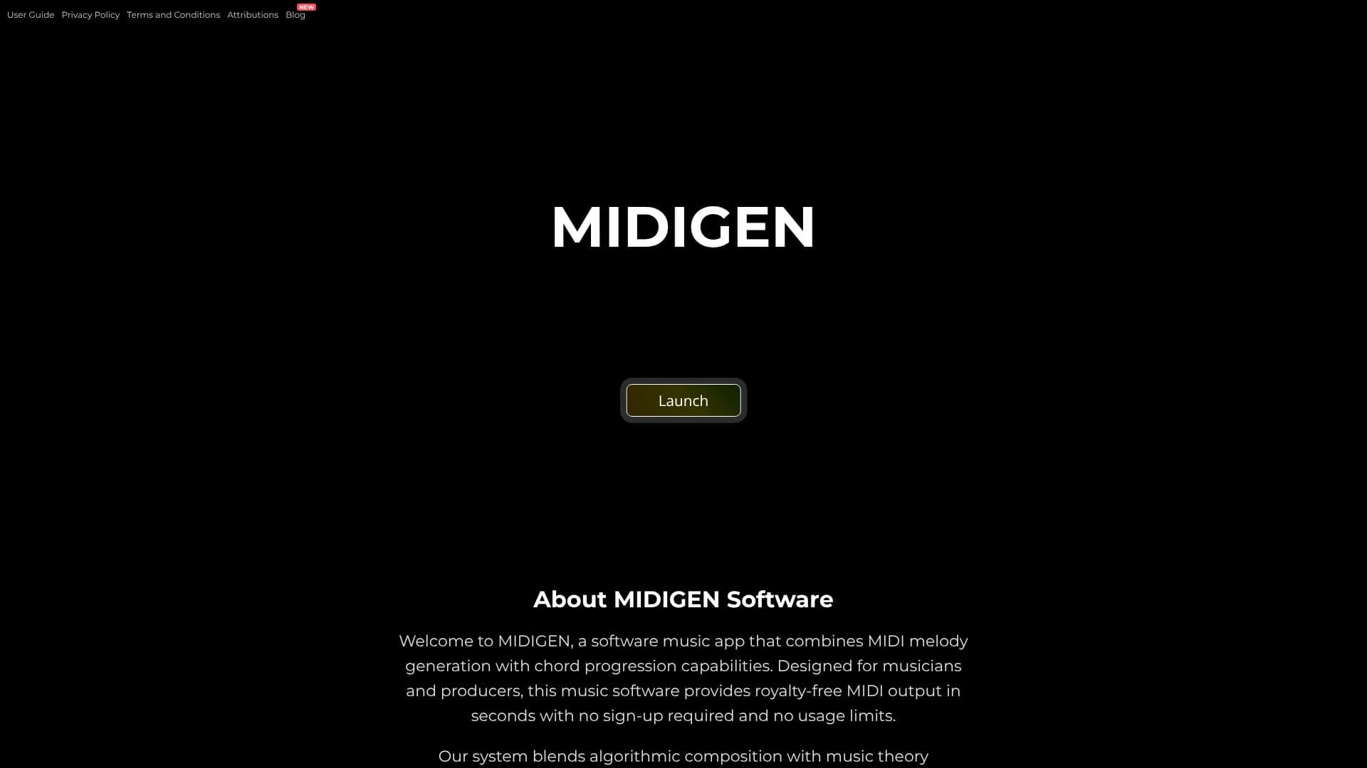 MIDIGEN Melody Generator のスクリーンショット