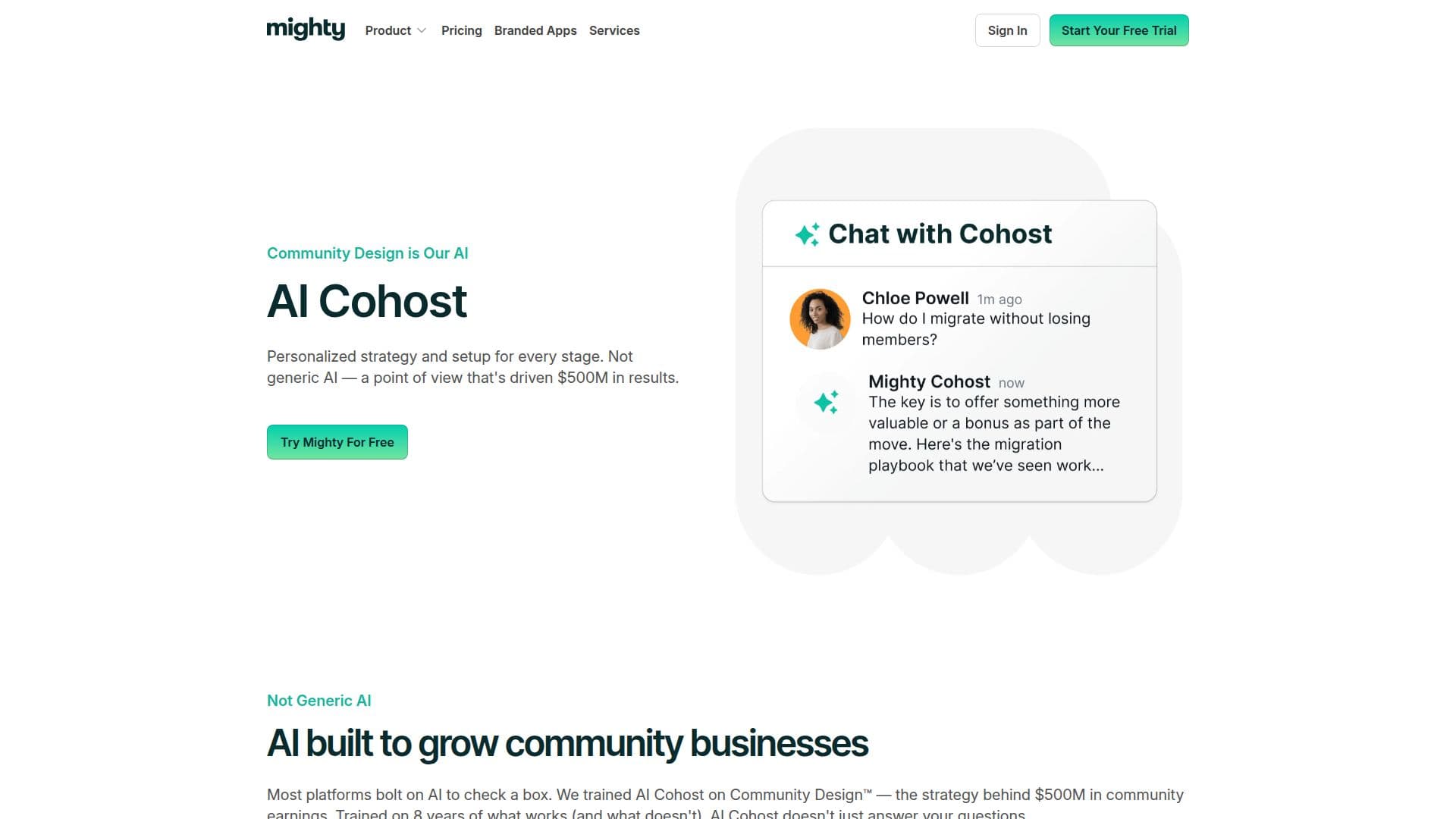 Mighty Networks AI Features screenshot