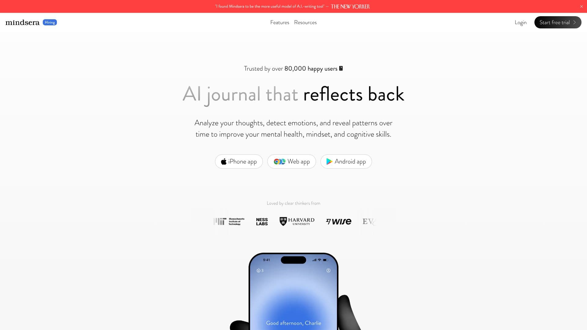 Mindsera AI Journal screenshot