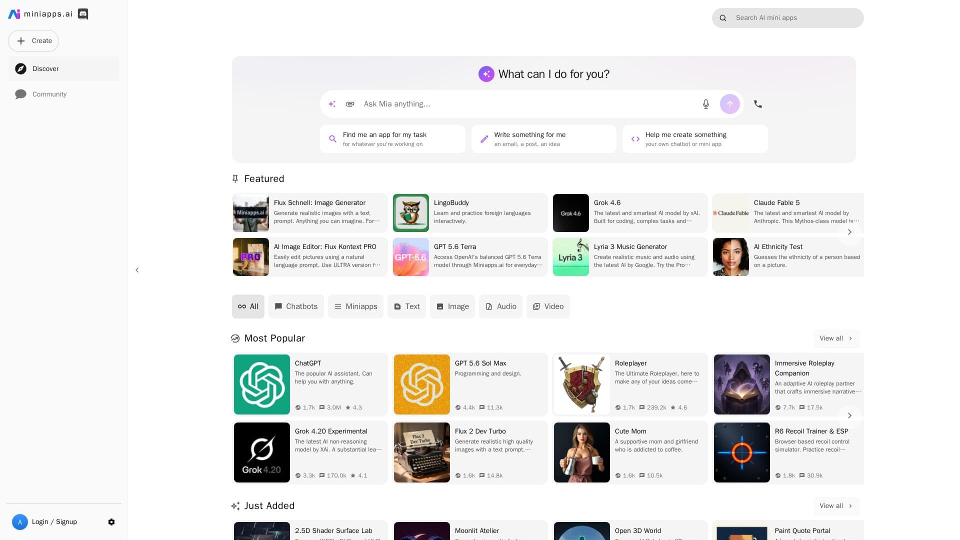 Capture d’écran de miniapps.ai
