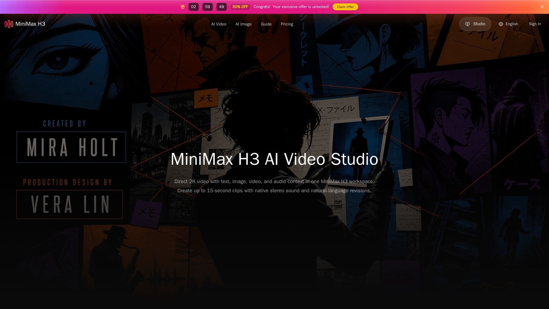 MiniMax H3 AI 비디오 스튜디오 스크린샷