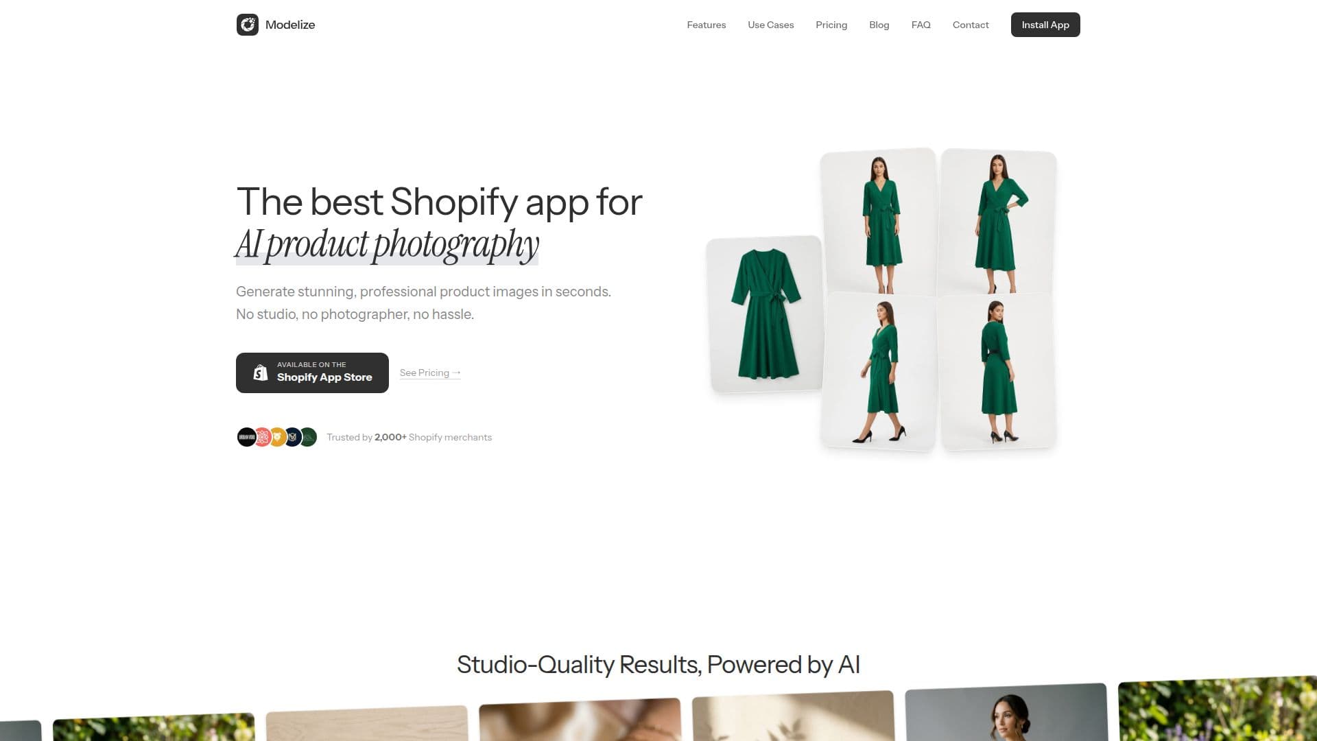 Modelize.ai - Shopify를 위한 AI 제품 사진 촬영 screenshot