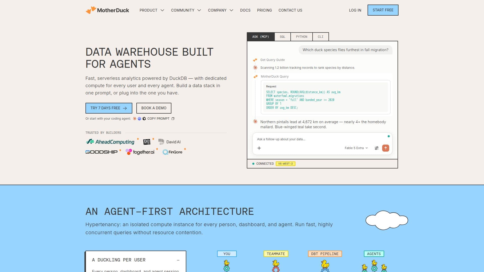 MotherDuck Облачный Хранилище Данных screenshot