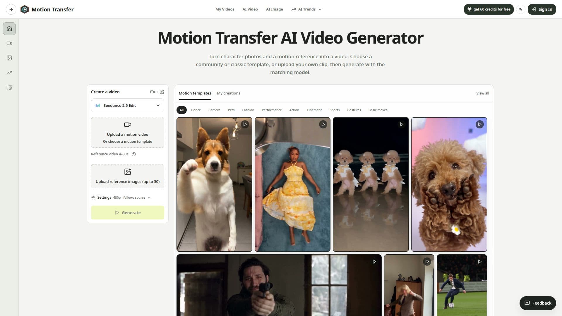 Tangkapan layar Motion Transfer AI
