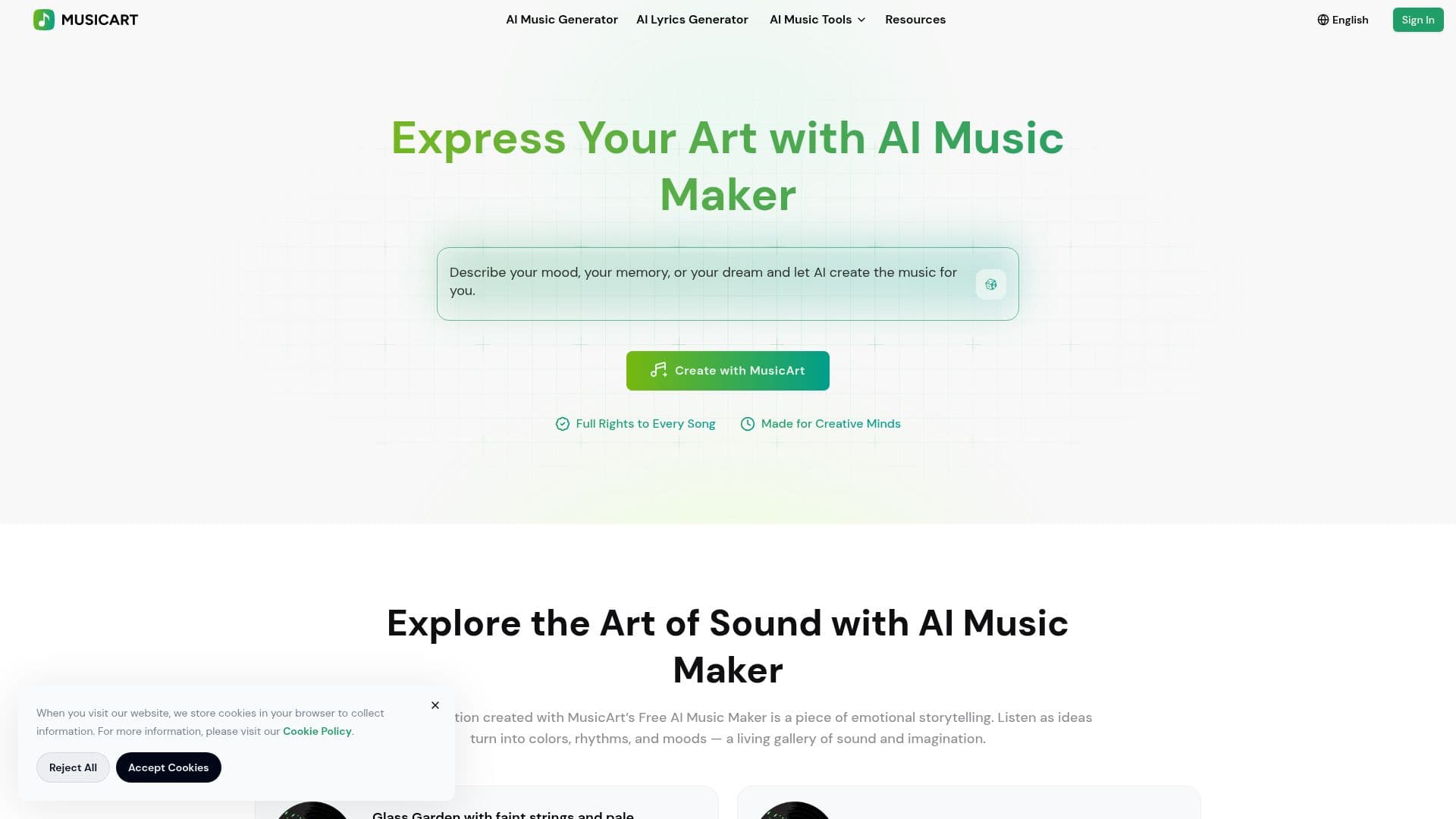 Tangkapan layar MusicArt AI Music Maker