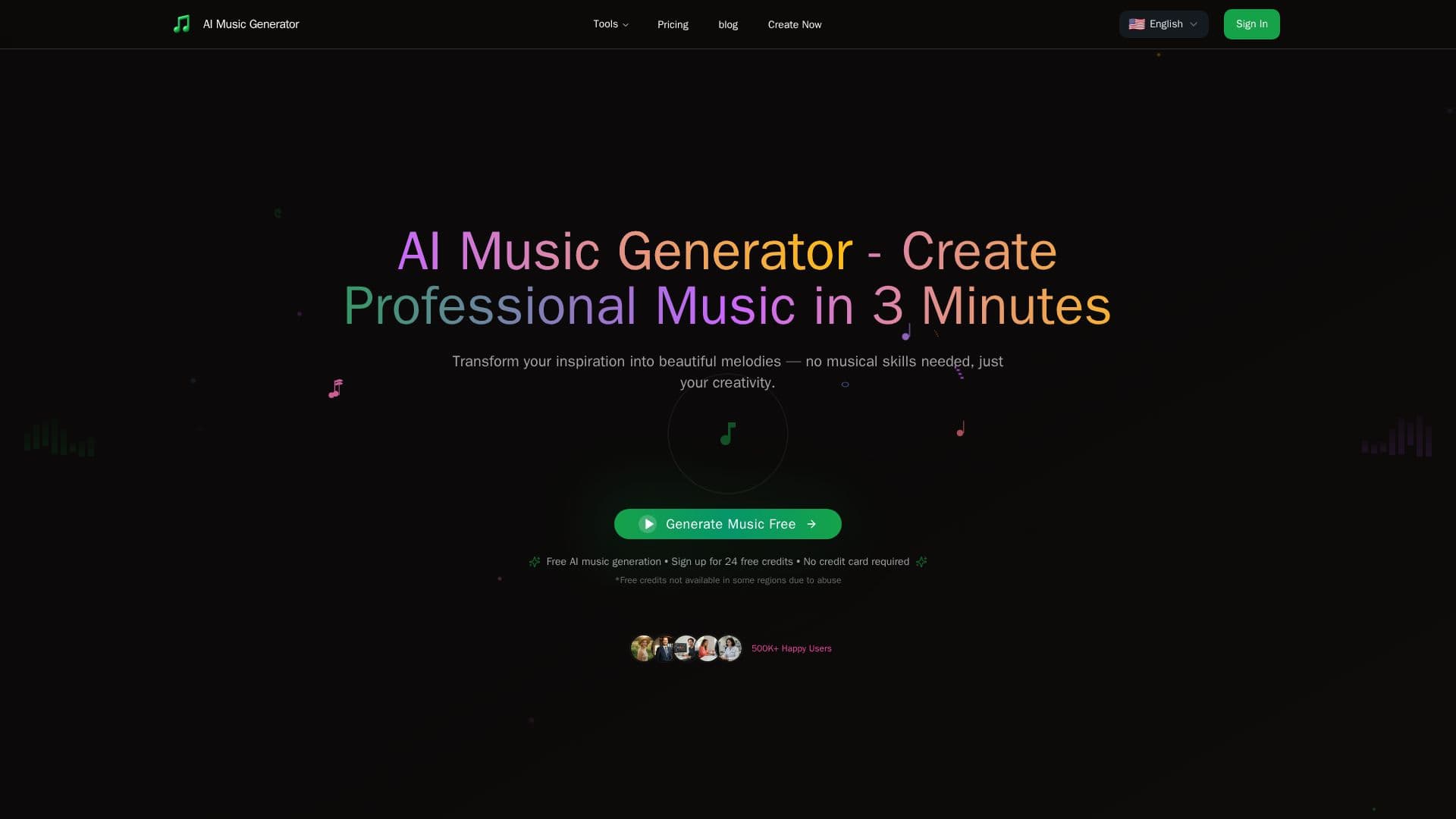 AI Music Generator (musicgeneratorai.io) 스크린샷