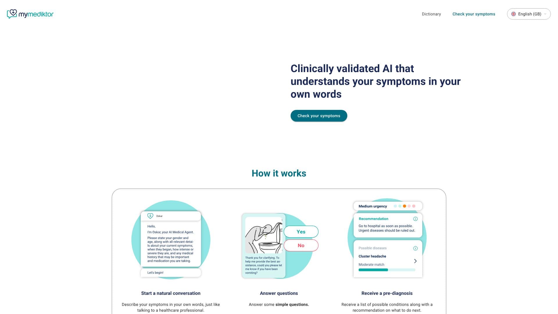 Screenshot von MyMediktor Clinical AI