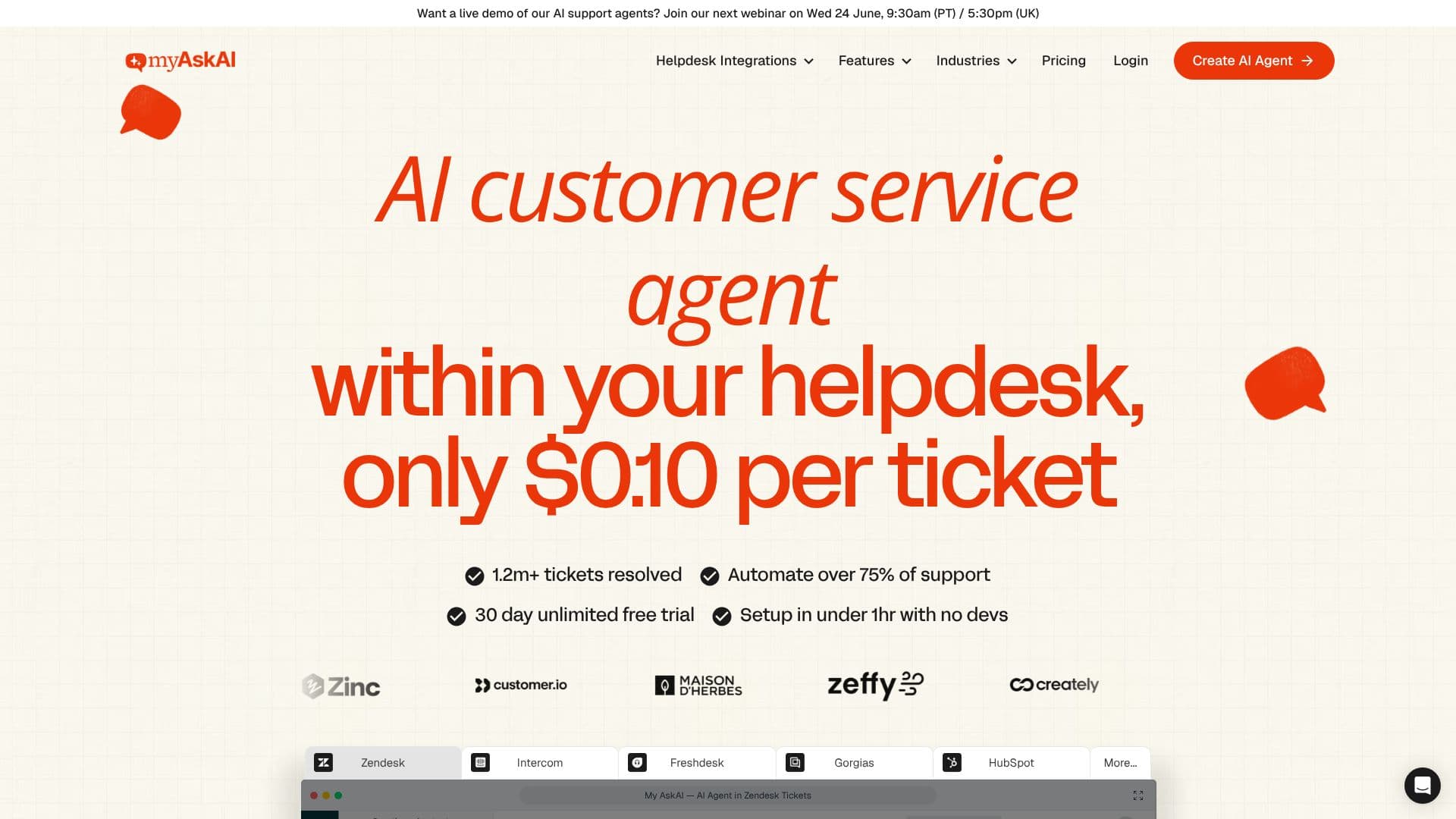 Captura de pantalla de Agente de Atención al Cliente My AskAI