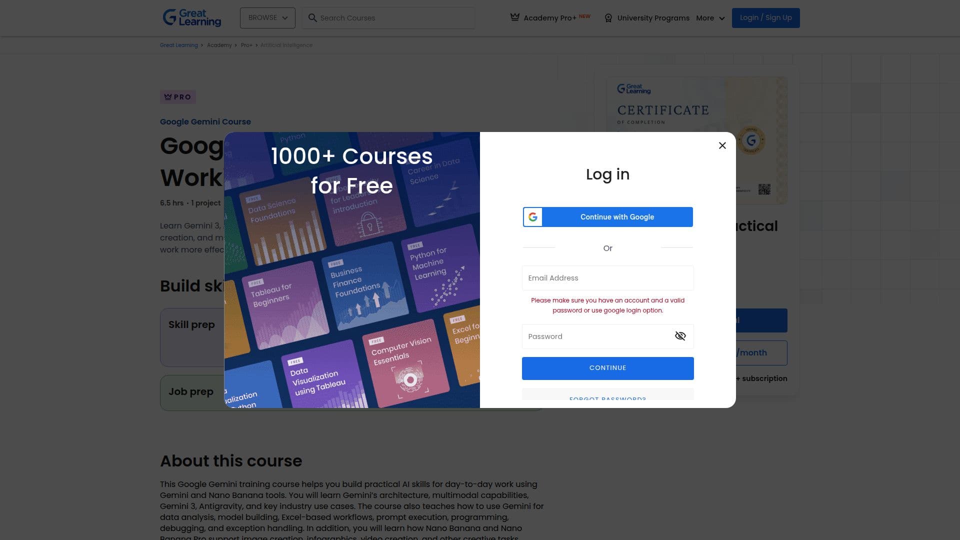 Google Gemini: Practical AI for Working Professionals screenshot
