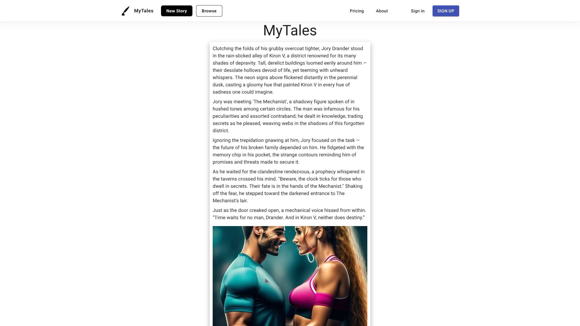 Captura de pantalla de MyTales AI Story Generator