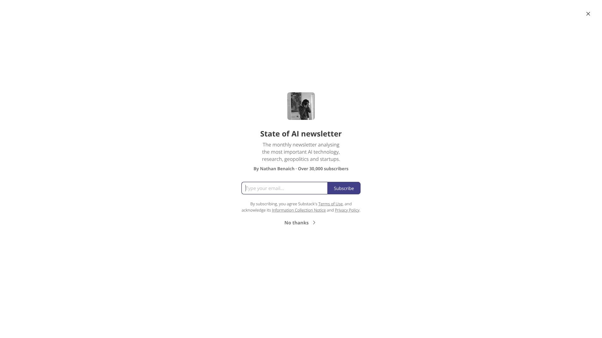 Capture d’écran de State of AI Newsletter