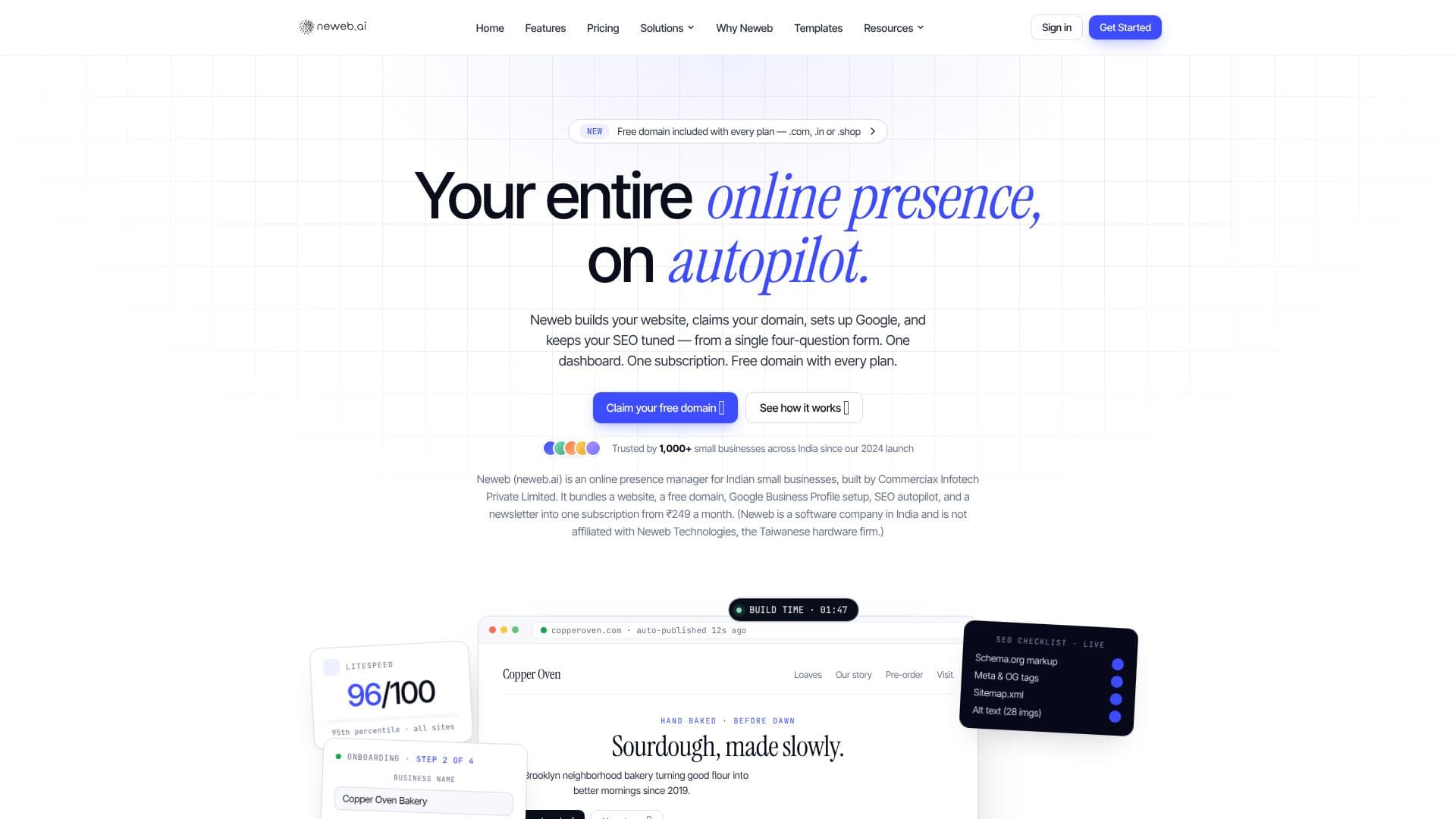 Neweb 온라인 존재 관리자 스크린샷