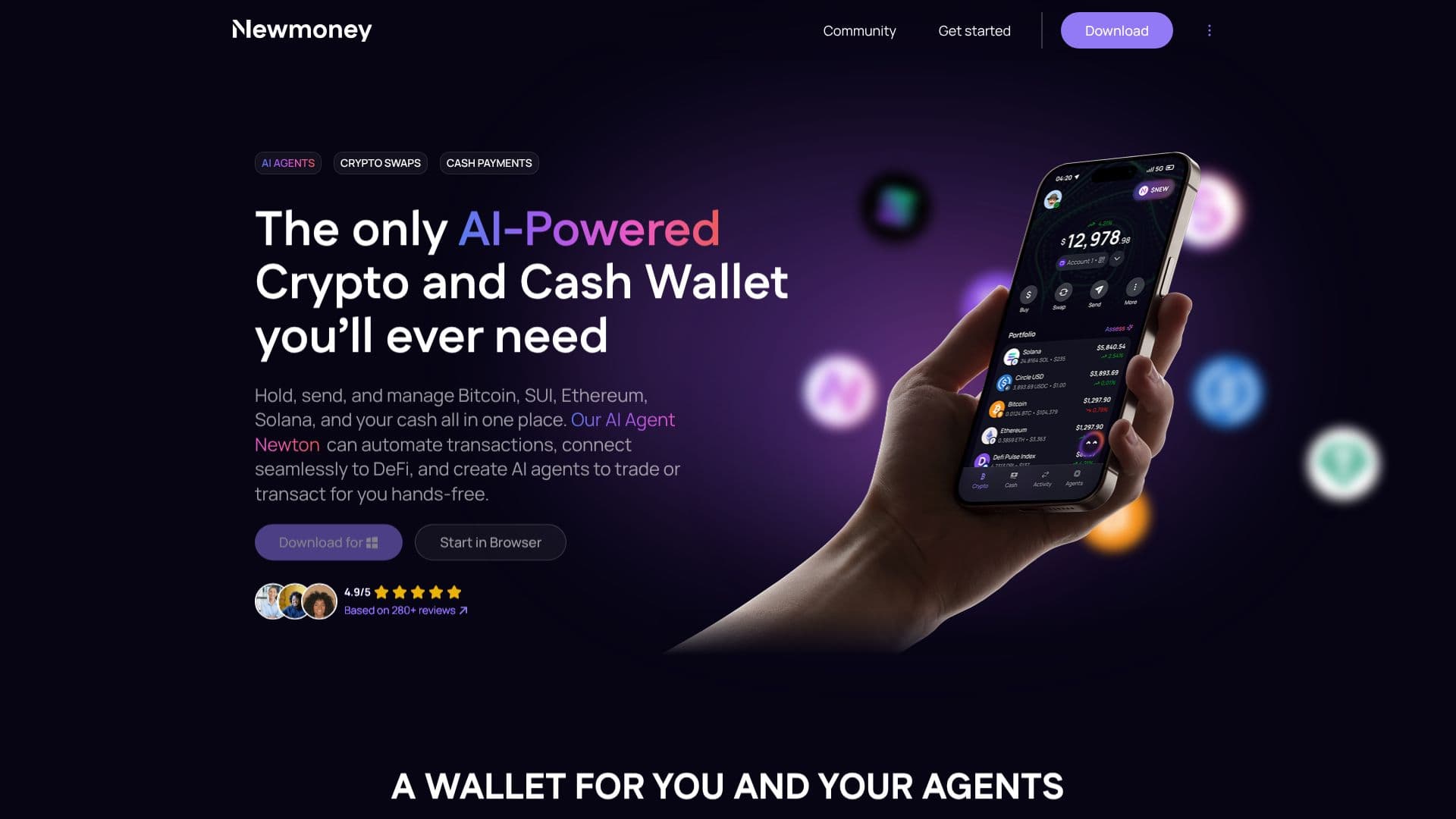 لقطة شاشة لـ Newmoney.AI Crypto Wallet