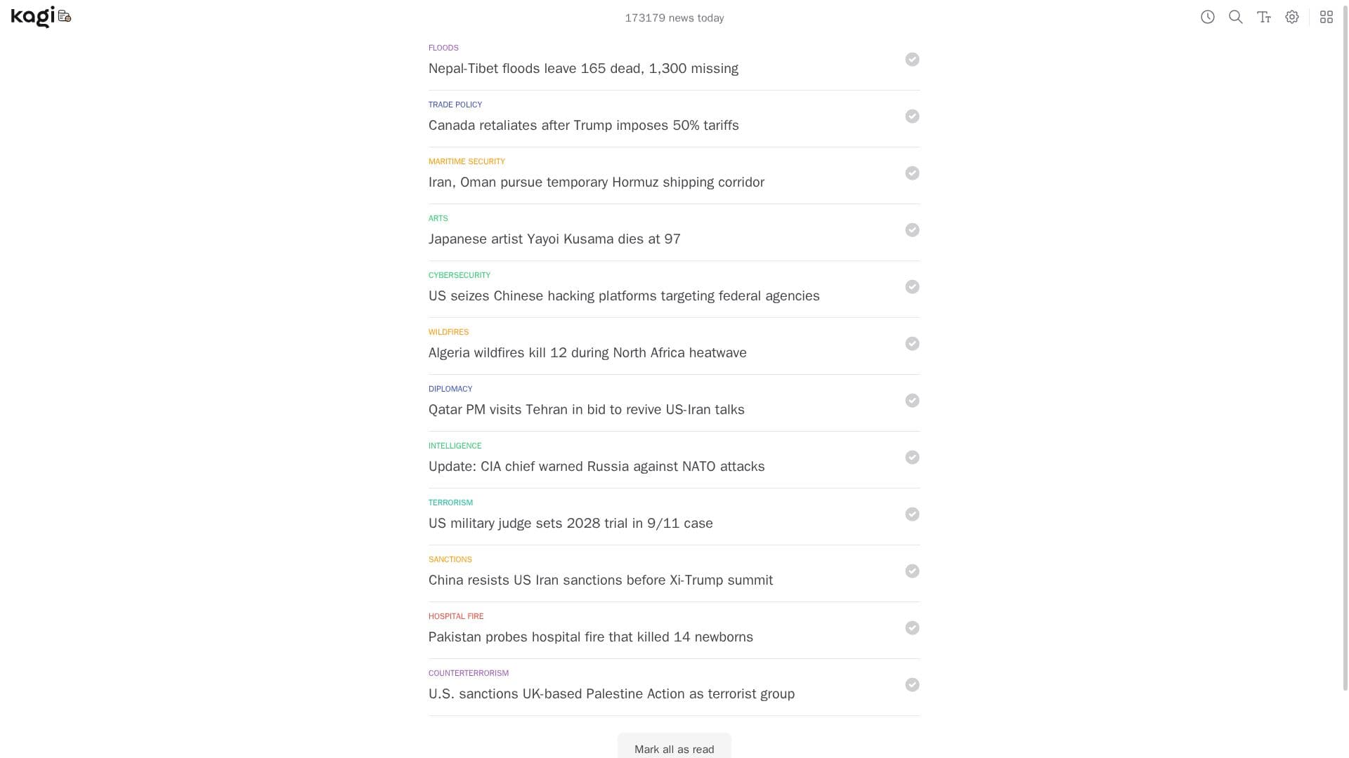 Kagi News screenshot