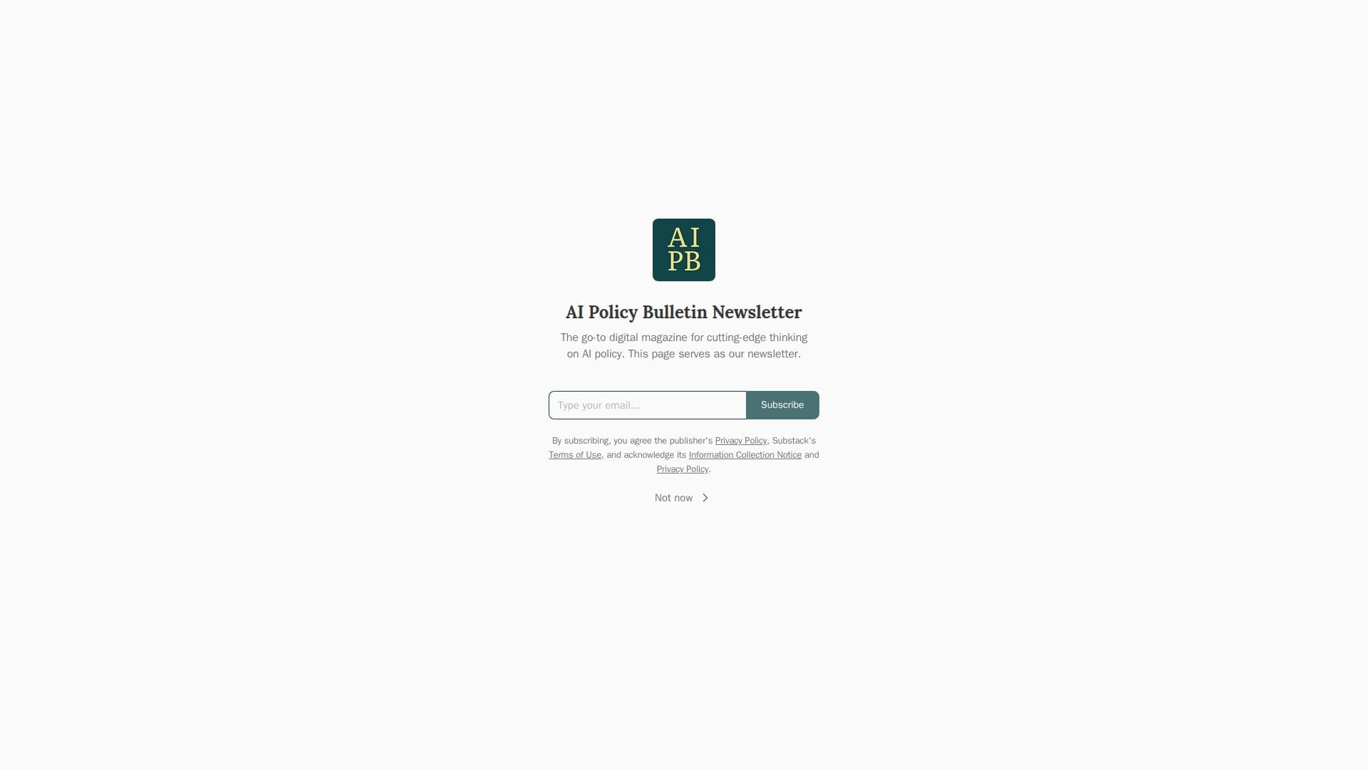 Capture d’écran de Bulletin d'Information sur les Politiques de l'IA