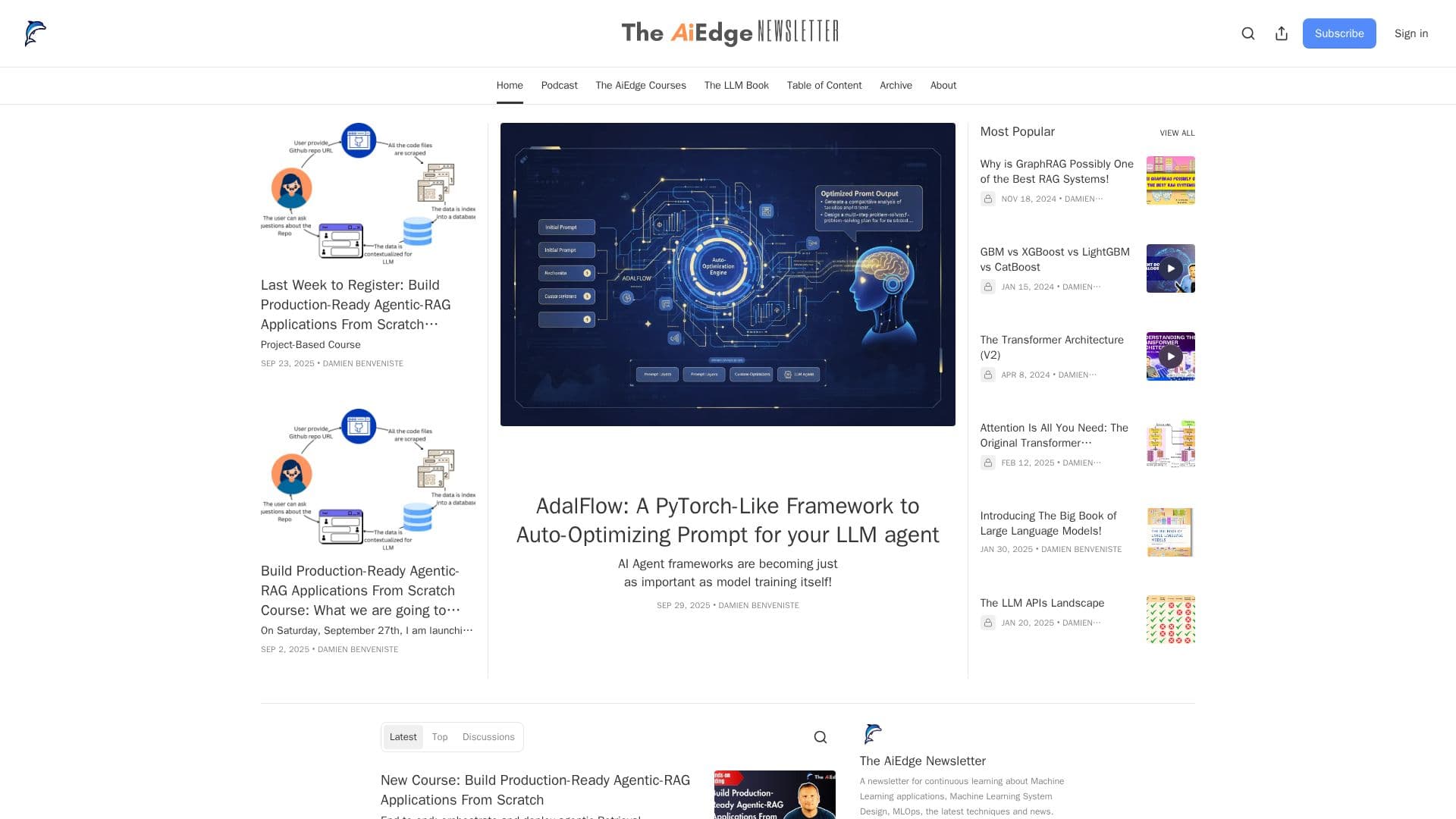 Captura de pantalla de The AiEdge Newsletter