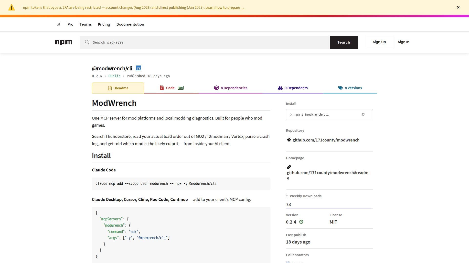 ModWrench CLI screenshot