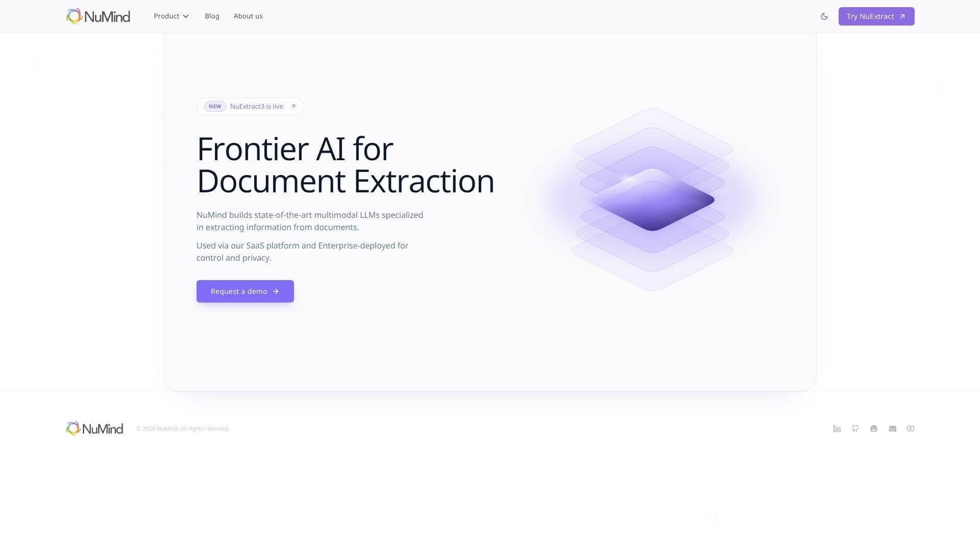 Tangkapan layar NuMind Document Extraction