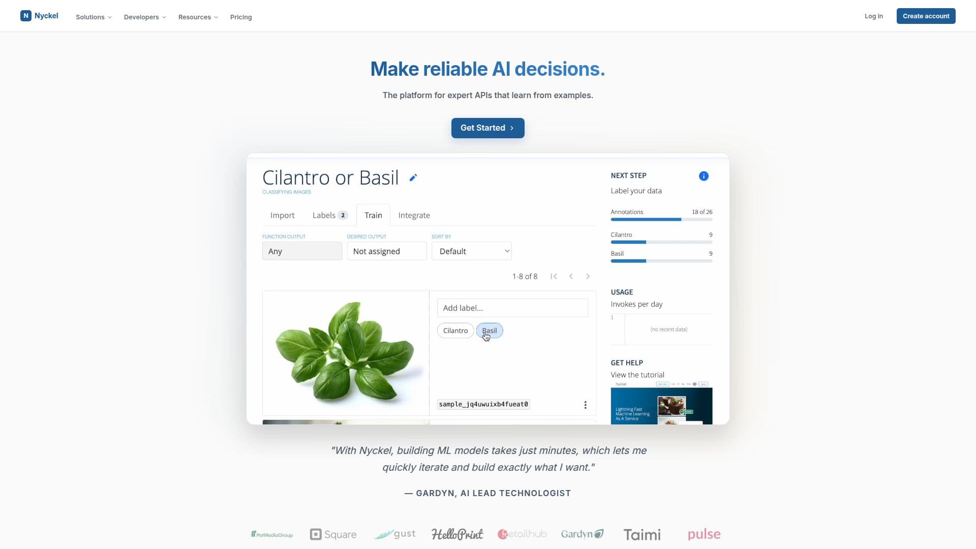 Nyckel AI Platform screenshot
