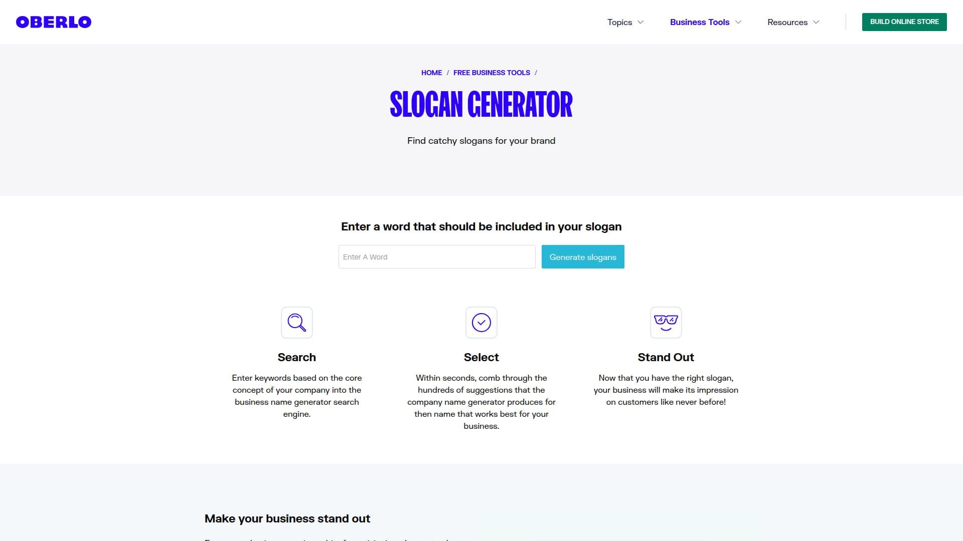 Générateur de Slogans Oberlo screenshot