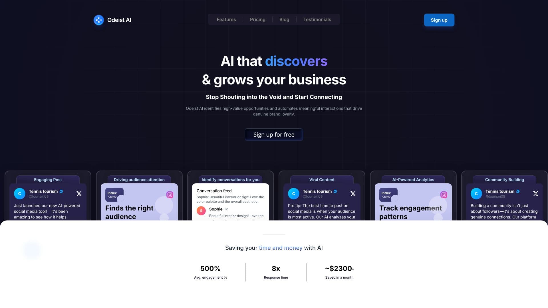 Odeist AI 소셜 미디어 스크린샷