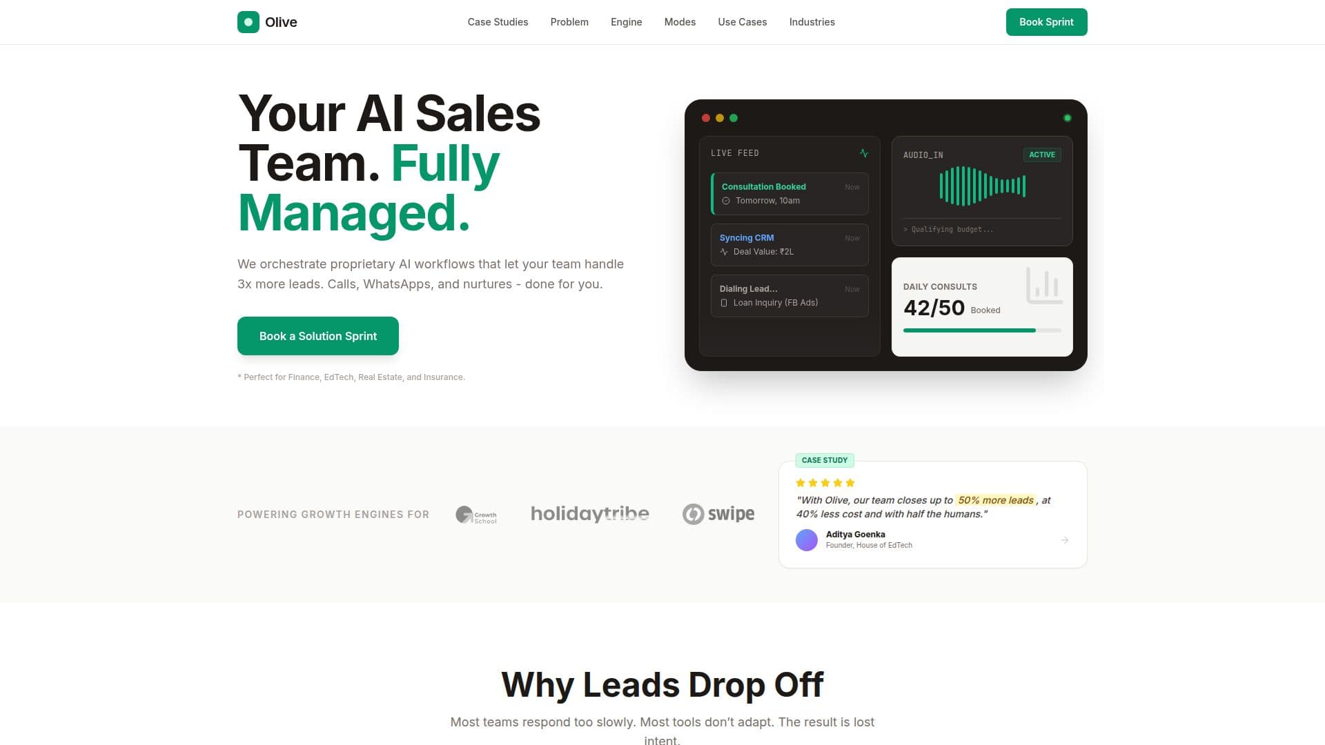 Olive AI Sales Platform screenshot