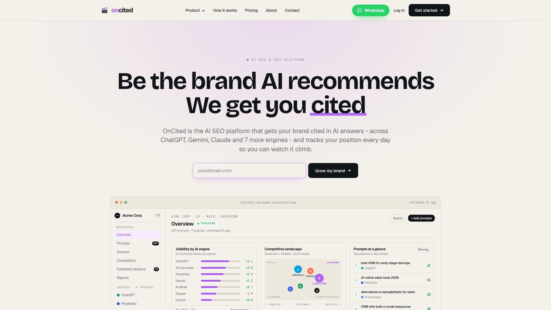 OnCited AI SEO Platform screenshot