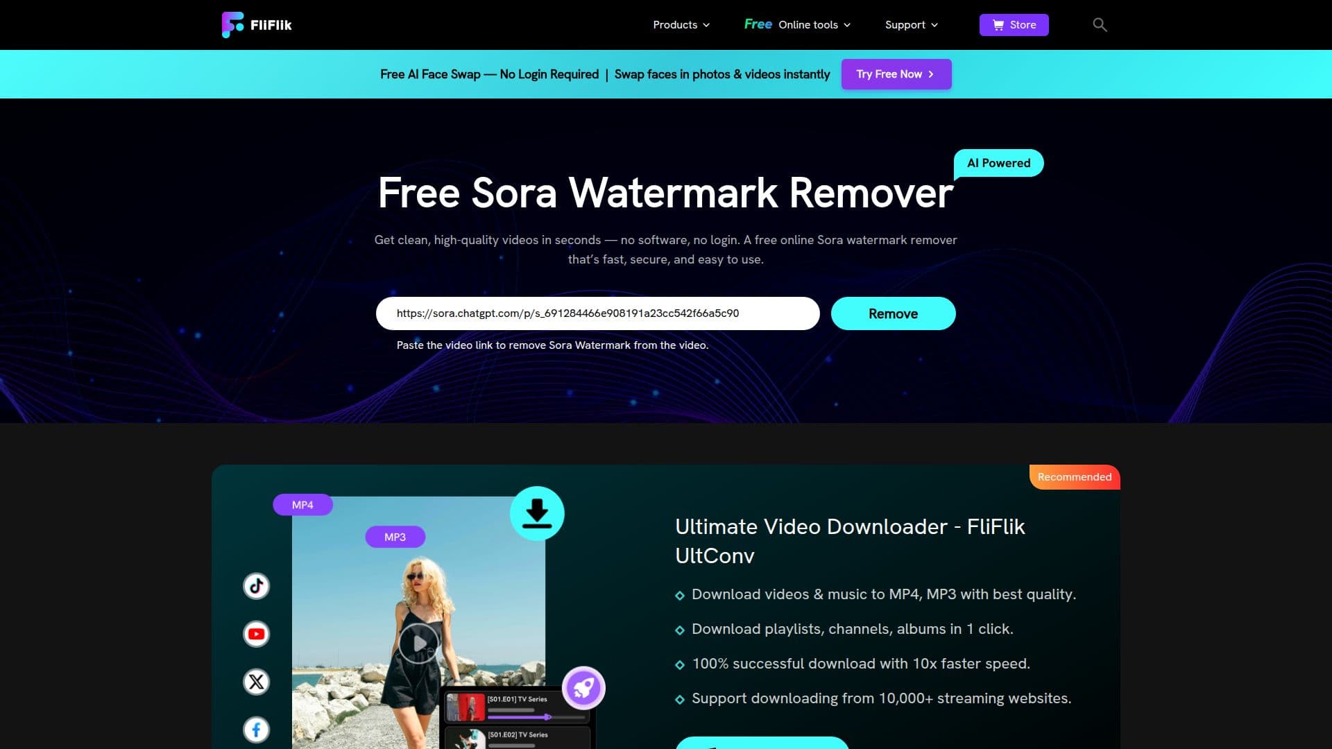 FliFlik Sora 워터마크 제거기 스크린샷