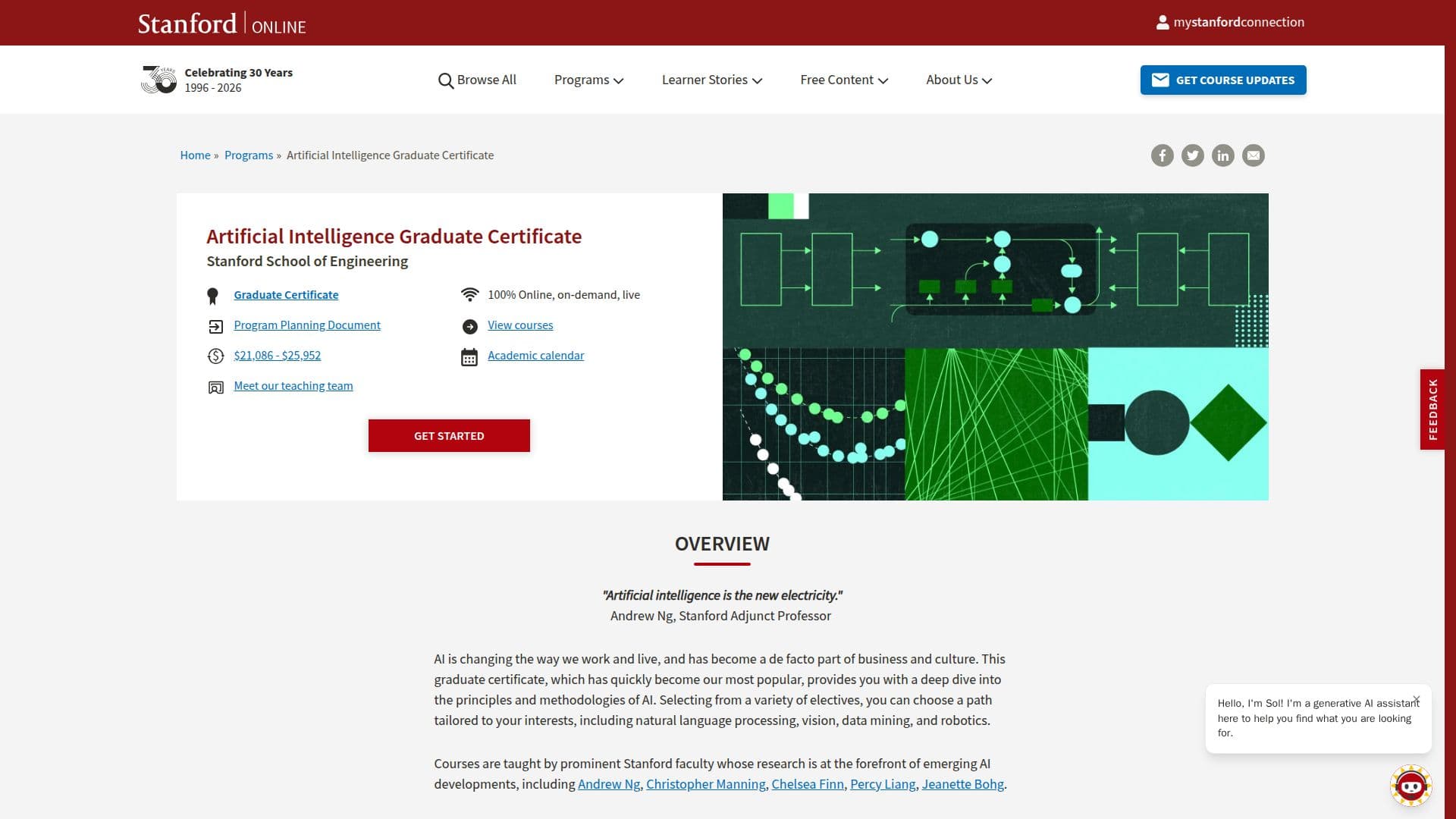 Screenshot von Stanford-Zertifikat für künstliche Intelligenz