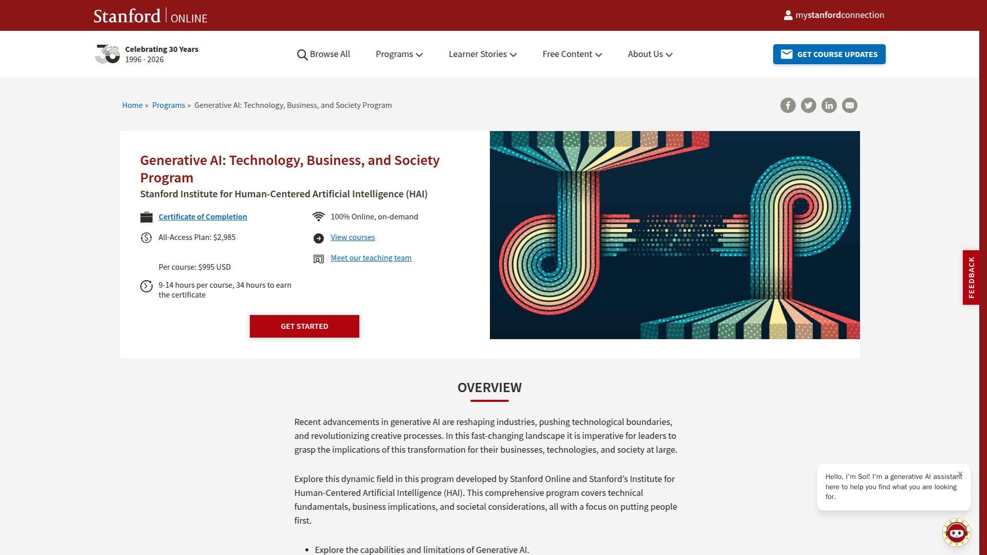 Stanford Generative AI Program screenshot