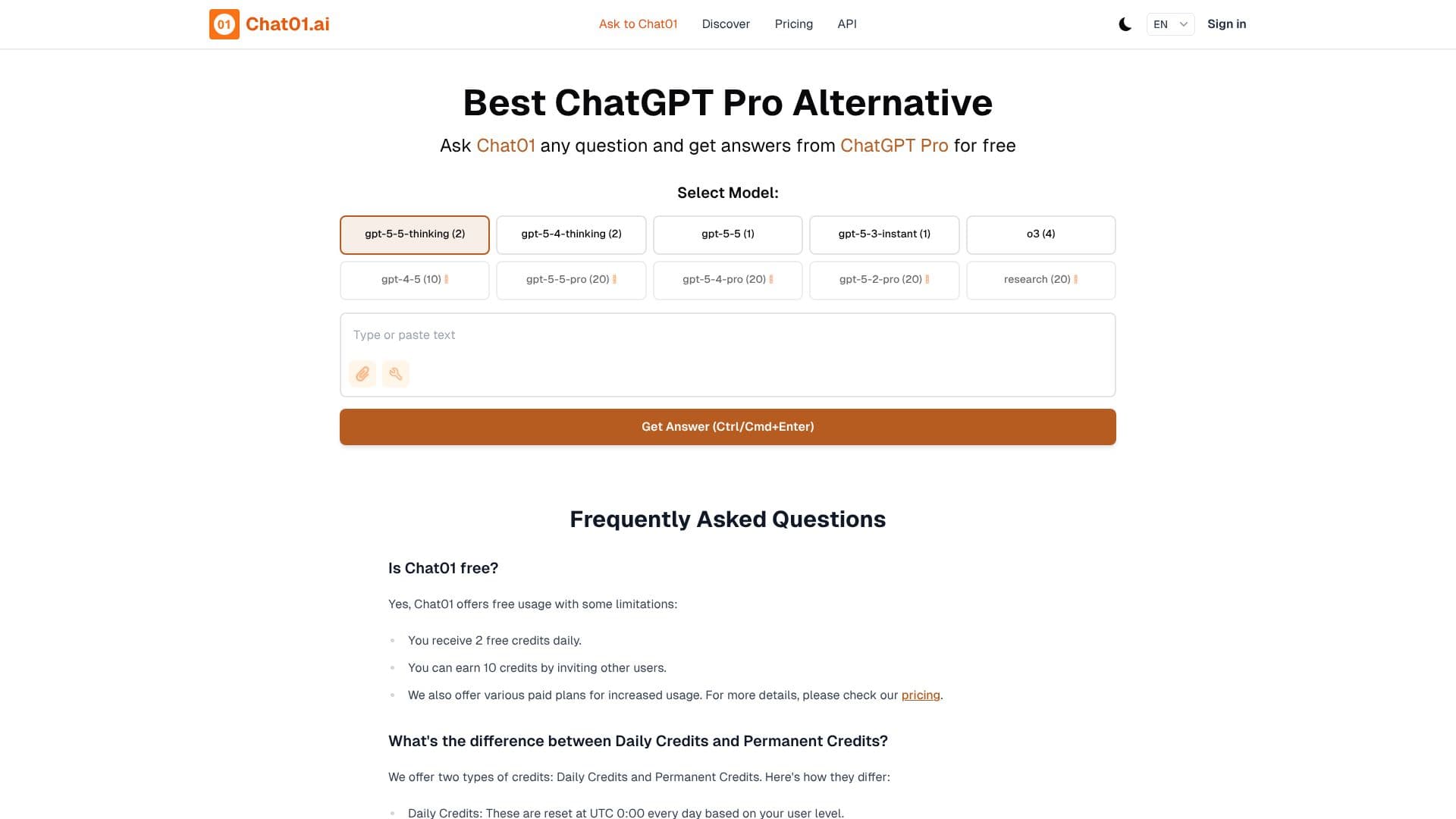 Chat01.ai のスクリーンショット