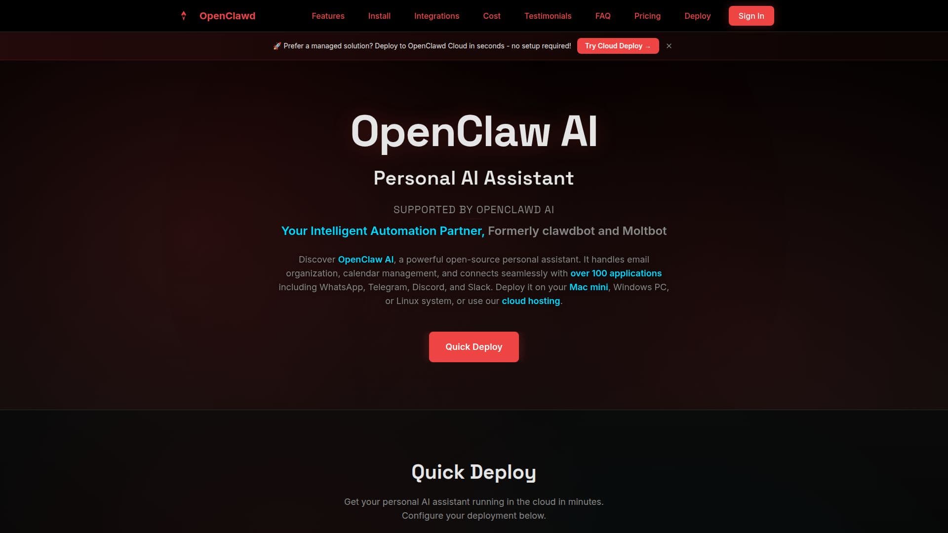 OpenClawd AI のスクリーンショット