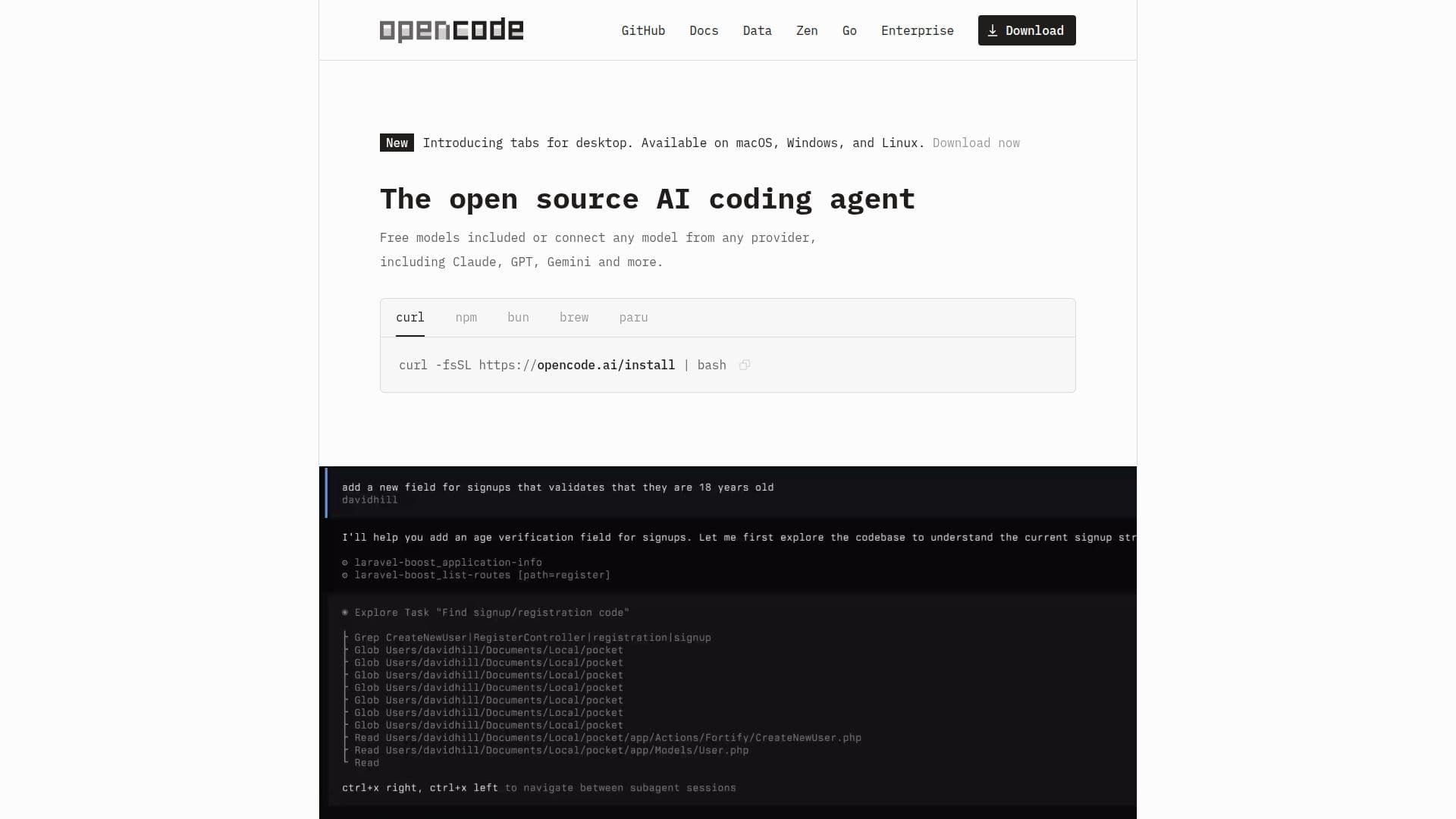 OpenCode screenshot