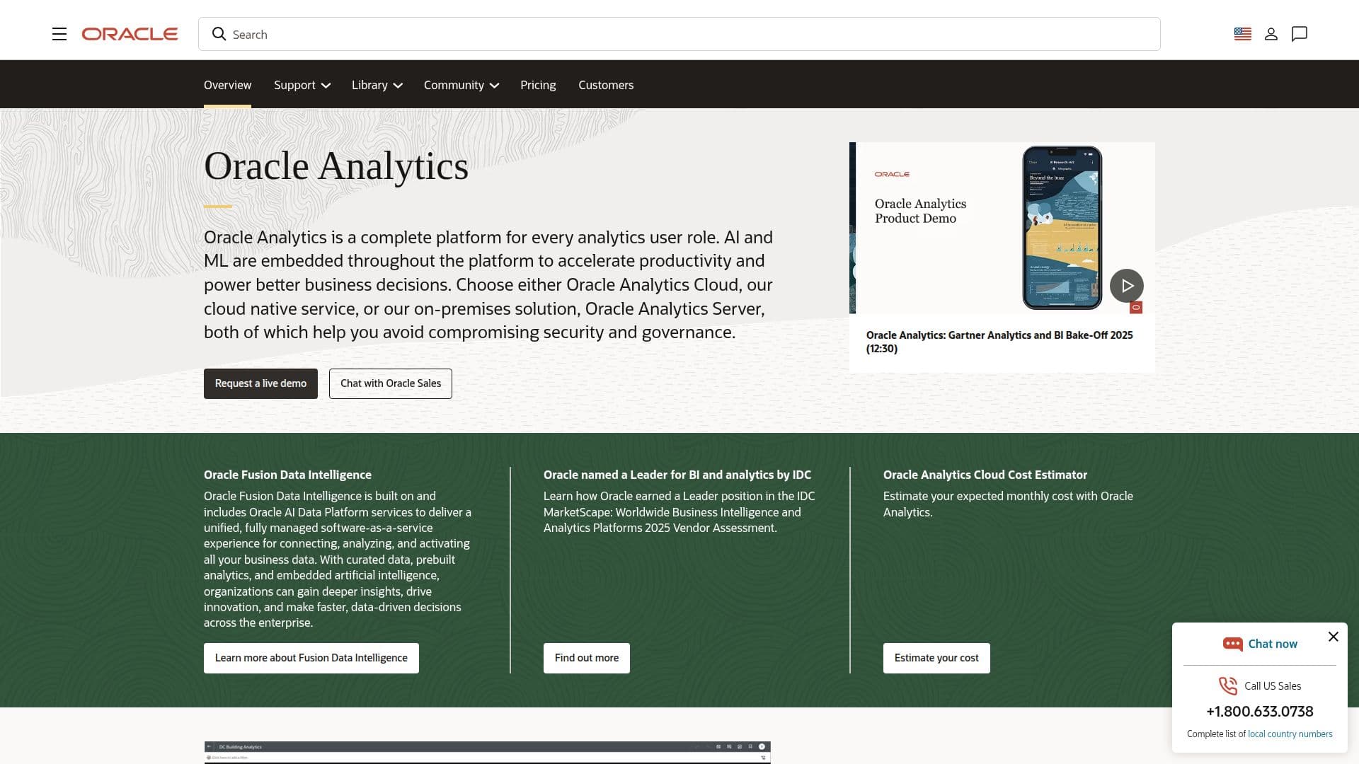 لقطة شاشة لـ Oracle Analytics