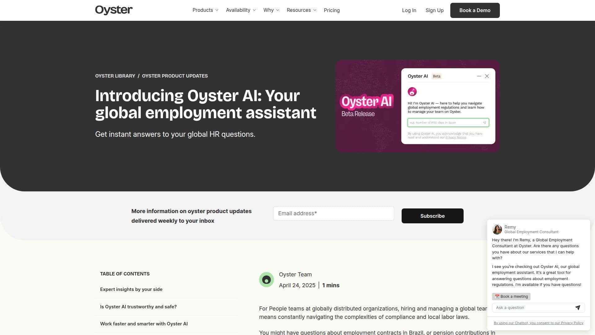 Captura de pantalla de Oyster AI: Asistente Global de Empleo
