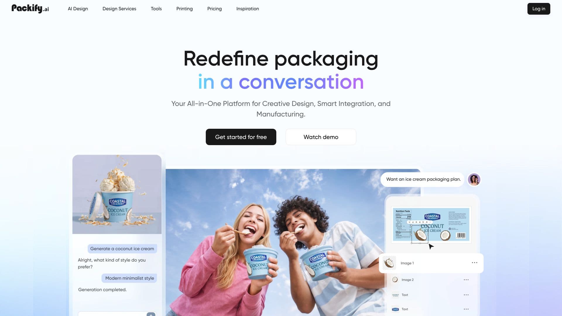 Tangkapan layar Packify - Desain Kemasan AI