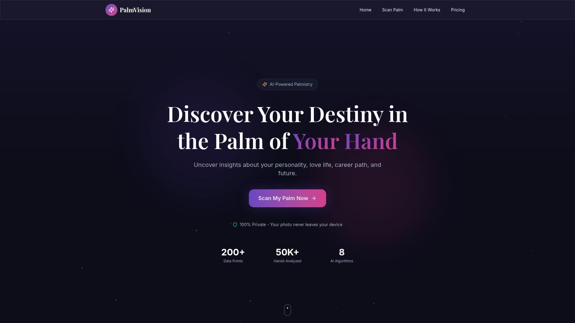 Screenshot von PalmVision - AI-Handlesen Online