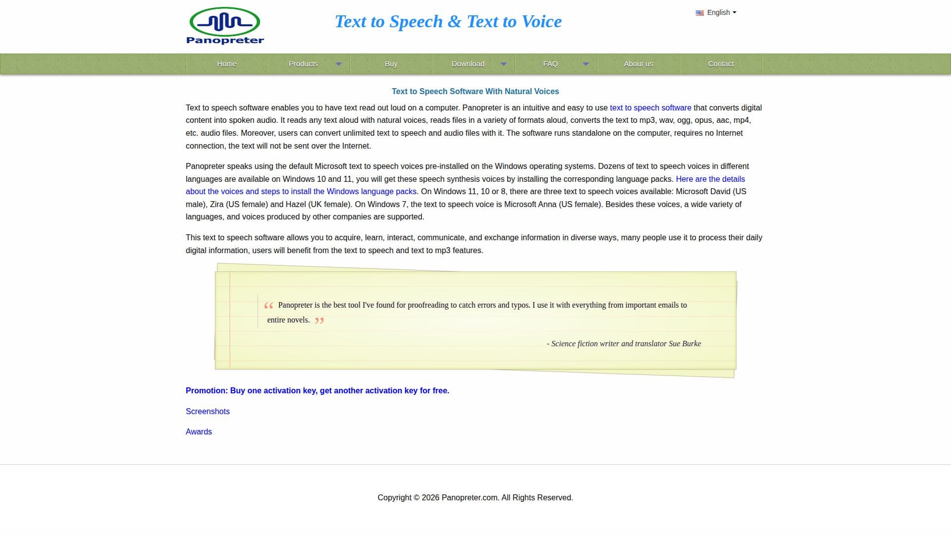 Screenshot von Panopreter Text-to-Speech-Software