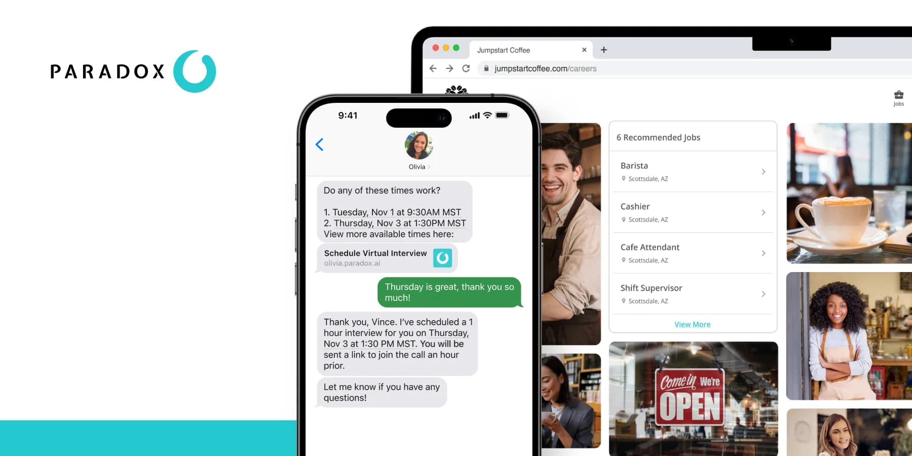 Paradox Conversational Hiring Software screenshot